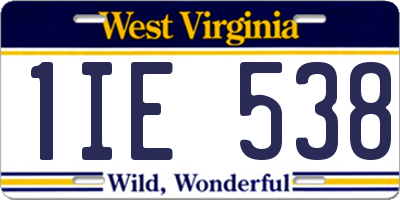 WV license plate 1IE538