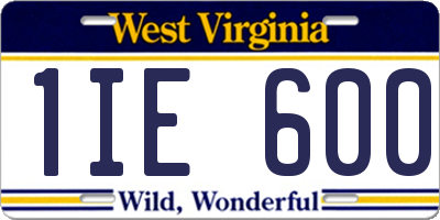 WV license plate 1IE600