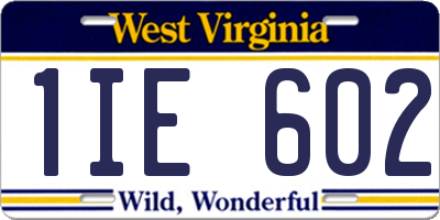 WV license plate 1IE602