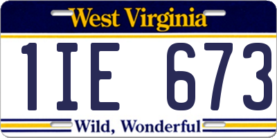 WV license plate 1IE673