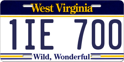 WV license plate 1IE700