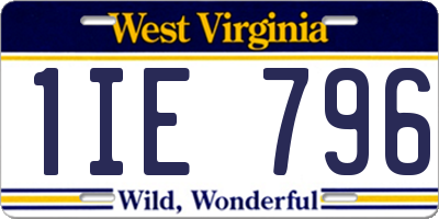 WV license plate 1IE796