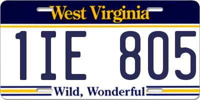 WV license plate 1IE805