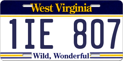 WV license plate 1IE807