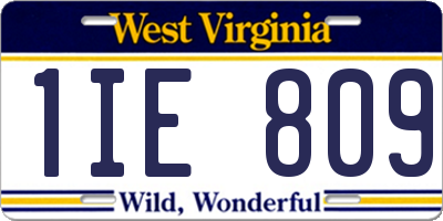 WV license plate 1IE809