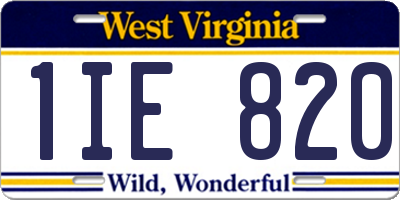WV license plate 1IE820