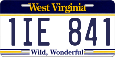 WV license plate 1IE841