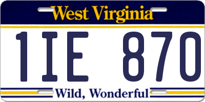 WV license plate 1IE870