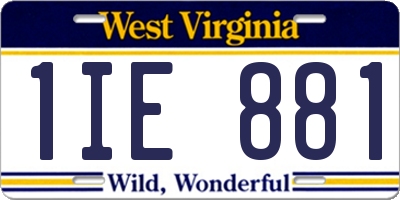 WV license plate 1IE881