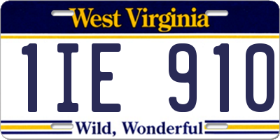 WV license plate 1IE910