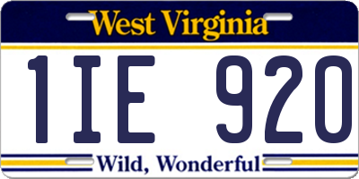 WV license plate 1IE920