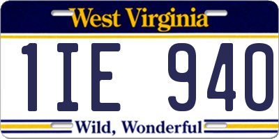 WV license plate 1IE940