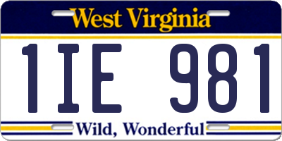 WV license plate 1IE981