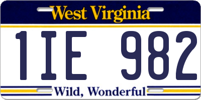 WV license plate 1IE982