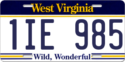 WV license plate 1IE985