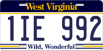 WV license plate 1IE992