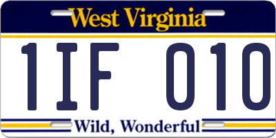 WV license plate 1IF010