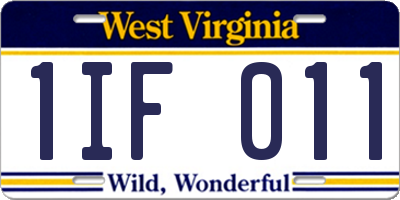 WV license plate 1IF011