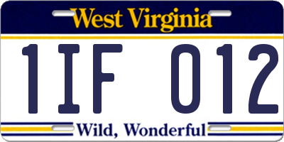 WV license plate 1IF012
