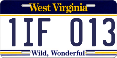 WV license plate 1IF013