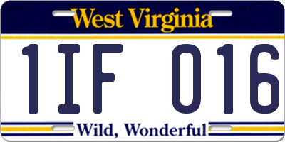 WV license plate 1IF016