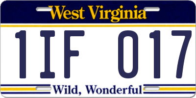 WV license plate 1IF017