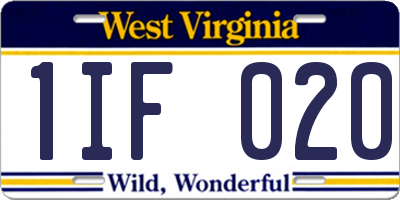 WV license plate 1IF020