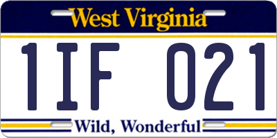 WV license plate 1IF021