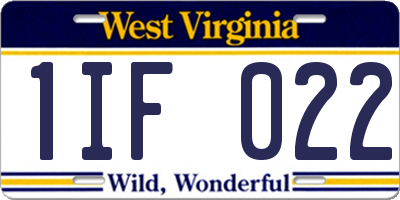 WV license plate 1IF022