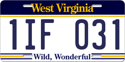 WV license plate 1IF031
