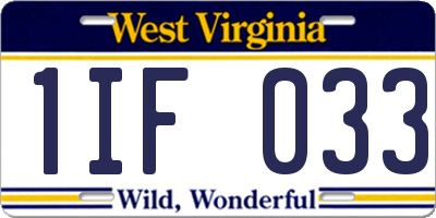 WV license plate 1IF033