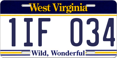 WV license plate 1IF034