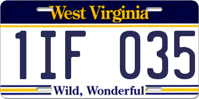 WV license plate 1IF035