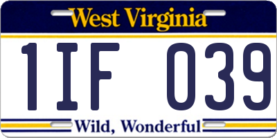 WV license plate 1IF039