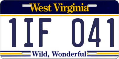 WV license plate 1IF041