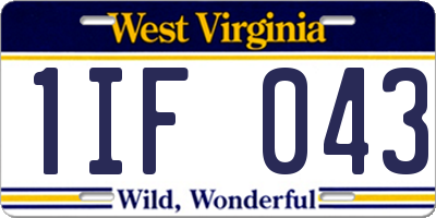 WV license plate 1IF043