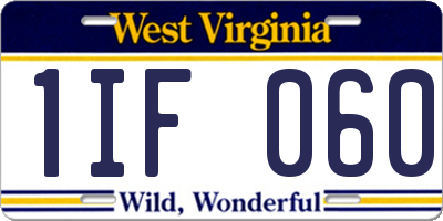 WV license plate 1IF060