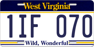 WV license plate 1IF070