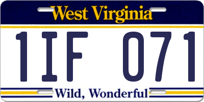WV license plate 1IF071