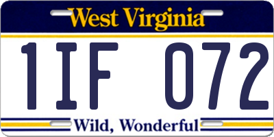 WV license plate 1IF072