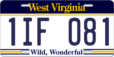 WV license plate 1IF081