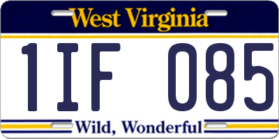 WV license plate 1IF085