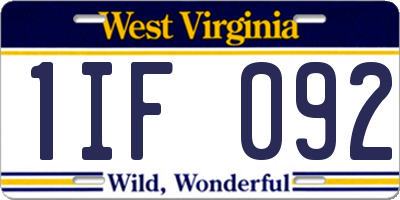 WV license plate 1IF092