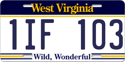 WV license plate 1IF103