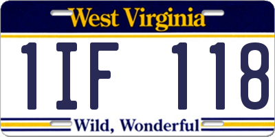 WV license plate 1IF118