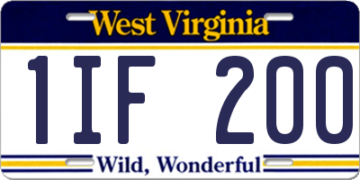 WV license plate 1IF200