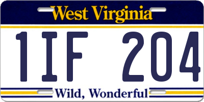 WV license plate 1IF204