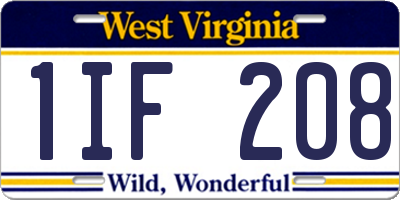 WV license plate 1IF208