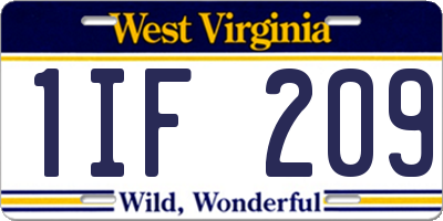 WV license plate 1IF209