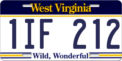 WV license plate 1IF212